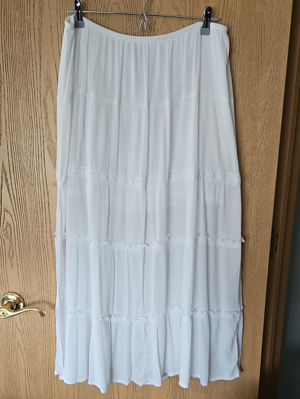 No Boundaries White Tiered Maxi Skirt